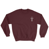 Embroidered Cross Faith 2 Sweatshirt EternalChristianTees Maroon 2XL